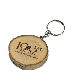 Brelok drewniany z korą z grawerem